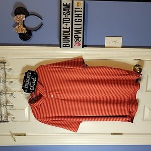 Southern Tide XXL Polo Shirt Short Sleeve Stripe Orange Red